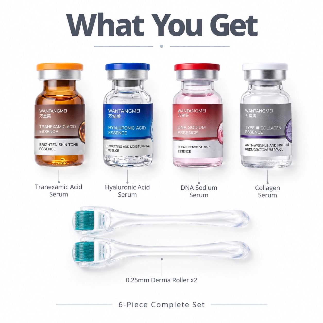 Hyaluronic Acid Facial Serum - เซรั่มบำรุงผิวลดเลือนริ้วรอยพร้อมไมโครนีดเดิลขนาด 0.25 มม. ประกอบด้วยกรดทราเน็กซามิก กรดไฮยาลูโรนิก โซเดียมดีเอ็นเอ