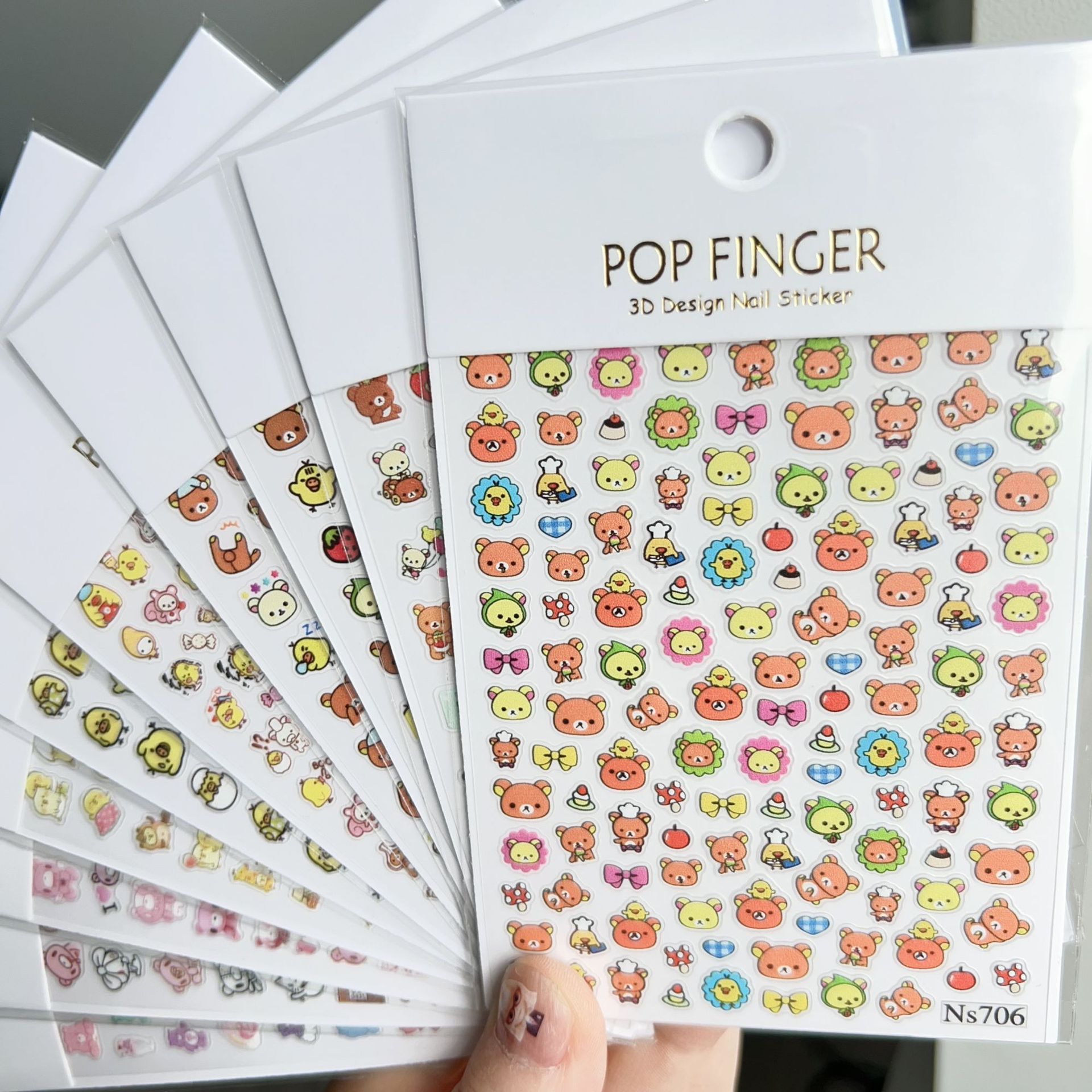 Nail Art - 6 ชิ้น สติกเกอร์ติดเล็บลายการ์ตูนอนิเมะ Rilakkuma สำหรับตกแต่งเล็บ สมุดโน้ต