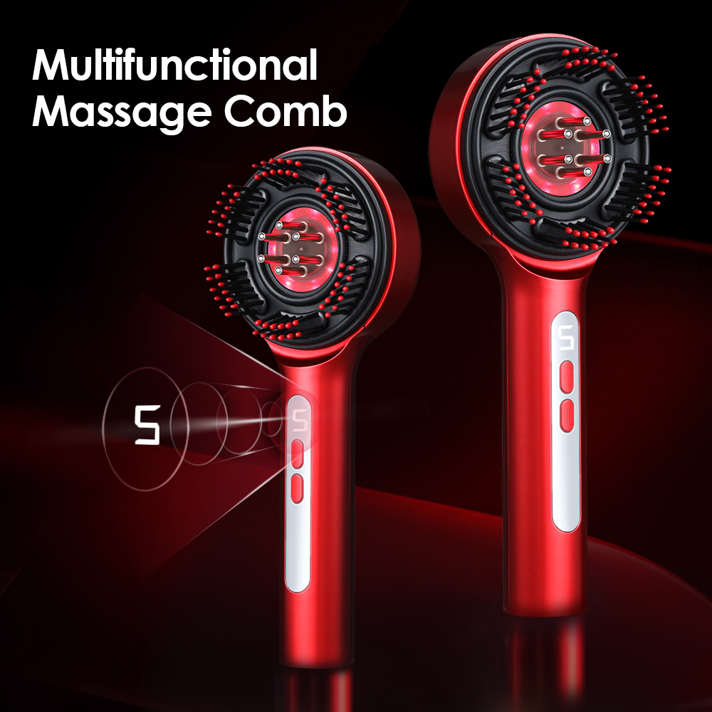 Hair Care - หวีนวดหนังศีรษะแบบไฟฟ้า พร้อมไฟ LED 3 สี ถังน้ำมันสำรองขนาด
